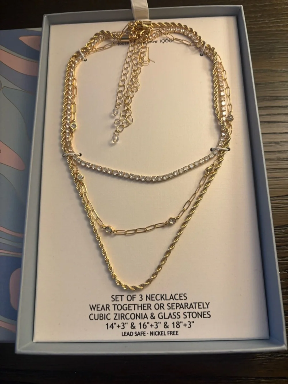 NEW House of Harlow 1960 Gold Layered Chain Necklace Set